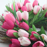 Max Simulated Tulip Garland Fall Wreath Front Door Decor 45cm Dia. Pink