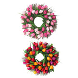 Max Simulated Tulip Garland Fall Wreath Front Door Decor 45cm Dia. Pink