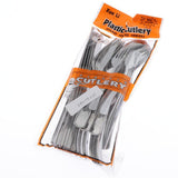 Maxbell 18pcs/lot Large Disposable Plastic Cutlery Set Forks Knives Spoons Silver