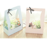 Max Paper Handheld Fresh Flowers Basket Gift Wrap Bags Boxes with Handle Blue