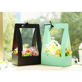 Max Paper Handheld Fresh Flowers Basket Gift Wrap Bags Boxes with Handle Blue