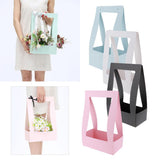 Max Paper Handheld Fresh Flowers Basket Gift Wrap Bags Boxes with Handle Blue