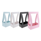 Max Paper Handheld Fresh Flowers Basket Gift Wrap Bags Boxes with Handle Blue