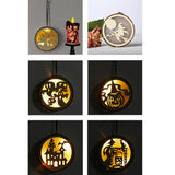 Max Wooden Halloween Laser Hollowed Hanging Decorations LED lights Cat