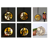 Max Wooden Halloween Laser Hollowed Hanging Decorations LED lights Cat