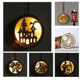 Max Wooden Halloween Laser Hollowed Hanging Decorations LED lights Cat
