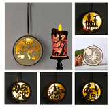 Max Wooden Halloween Laser Hollowed Hanging Decorations LED lights Cat