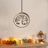 Max Wooden Halloween Laser Hollowed Hanging Decorations LED lights Cat