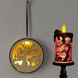 Max Wooden Halloween Laser Hollowed Hanging Decorations LED lights Cat
