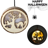 Max Wooden Halloween Laser Hollowed Hanging Decorations LED lights Cat