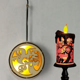 Max Wooden Halloween Laser Hollowed Hanging Decorations LED lights Fairy