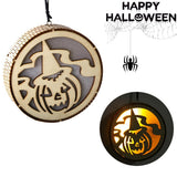 Max Wooden Halloween Laser Hollowed Hanging Decorations LED lights Pumpkin Head
