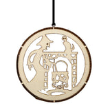 Max Wooden Halloween Laser Hollowed Hanging Decorations LED lights Witch+Cat