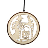 Max Wooden Halloween Laser Hollowed Hanging Decorations LED lights Witch+Cat