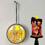Max Wooden Halloween Laser Hollowed Hanging Decorations LED lights Witch+Cat
