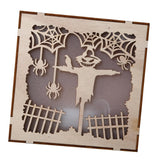 Max Square Wood Hollowed Halloween Decorations LED lights Pumpkin Head+Cobweb