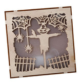 Max Square Wood Hollowed Halloween Decorations LED lights Pumpkin Head+Cobweb