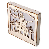 Max Square Wood Hollowed Halloween Decorations LED lights Bats+Haunted House