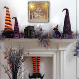 Max Square Wood Hollowed Halloween Decorations LED lights Bats+Haunted House