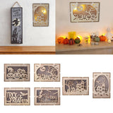 Max Wooden Hollowed Halloween Decoration LED lights Cat+Pumpkin Head