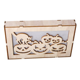 Max Wooden Hollowed Halloween Decoration LED lights Cat+Pumpkin Head