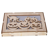 Max Wooden Hollowed Halloween Decoration LED lights Cat+Pumpkin Head