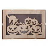 Max Wooden Hollowed Halloween Decoration LED lights Cat+Pumpkin Head