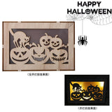 Max Wooden Hollowed Halloween Decoration LED lights Cat+Pumpkin Head