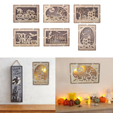 Max Wooden Hollowed Halloween Decoration LED lights Cat+Pumpkin Head