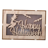 Max Wooden Hollowed Halloween Decoration LED lights English Letters+Witch