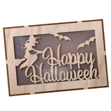 Max Wooden Hollowed Halloween Decoration LED lights English Letters+Witch