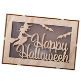 Max Wooden Hollowed Halloween Decoration LED lights English Letters+Witch