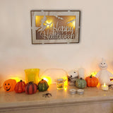 Max Wooden Hollowed Halloween Decoration LED lights English Letters+Witch