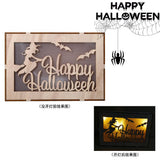 Max Wooden Hollowed Halloween Decoration LED lights English Letters+Witch