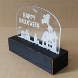 Max Wood Acrylic Laser Carved Halloween Decoration LED light Haunted House Elves