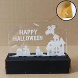 Max Wood Acrylic Laser Carved Halloween Decoration LED light Haunted House Elves