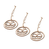 Max 3xWood Round Halloween Hanging Decorations Pendant+3 Jute Rope Pumpkin