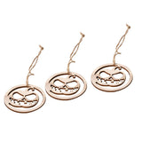 Max 3xWood Round Halloween Hanging Decorations Pendant+3 Jute Rope Pumpkin
