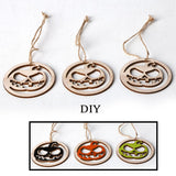 Max 3xWood Round Halloween Hanging Decorations Pendant+3 Jute Rope Pumpkin