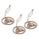 Max 3xWood Round Halloween Hanging Decorations Pendant+3 Jute Rope Haunted House
