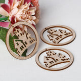 Max 3xWood Round Halloween Hanging Decorations Pendant+3 Jute Rope Haunted House
