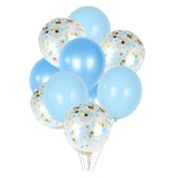Max 15 Pieces Latex Party Balloons Confetti Balloons with Curling Ribbon Blue