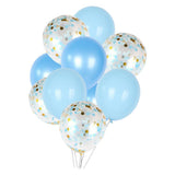 Max 15 Pieces Latex Party Balloons Confetti Balloons with Curling Ribbon Blue