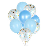 Max 15 Pieces Latex Party Balloons Confetti Balloons with Curling Ribbon Blue