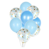 Max 15 Pieces Latex Party Balloons Confetti Balloons with Curling Ribbon Blue