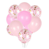 Max 15 Pieces Latex Party Balloons Confetti Balloons with Curling Ribbon Pink