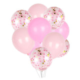 Max 15 Pieces Latex Party Balloons Confetti Balloons with Curling Ribbon Pink