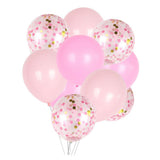 Max 15 Pieces Latex Party Balloons Confetti Balloons with Curling Ribbon Pink
