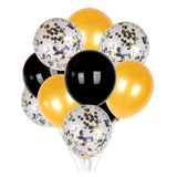 Max 15 Pieces Latex Party Balloons Confetti Balloons with Curling Ribbon Black