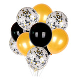 Max 15 Pieces Latex Party Balloons Confetti Balloons with Curling Ribbon Black